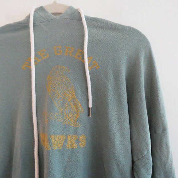 THE GREAT. The Teammate Sweatshirt with Hawk Graphic Double Washed Moss Sz 0 XS - Picture 10 of 16